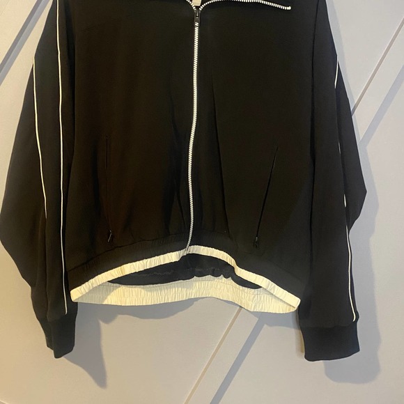 Athleta Jackets & Coats Athleta Brooklyn Track Bomber Black White